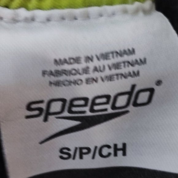 Speedo swim trunk grey & neon green men's size S - Picture 5 of 7